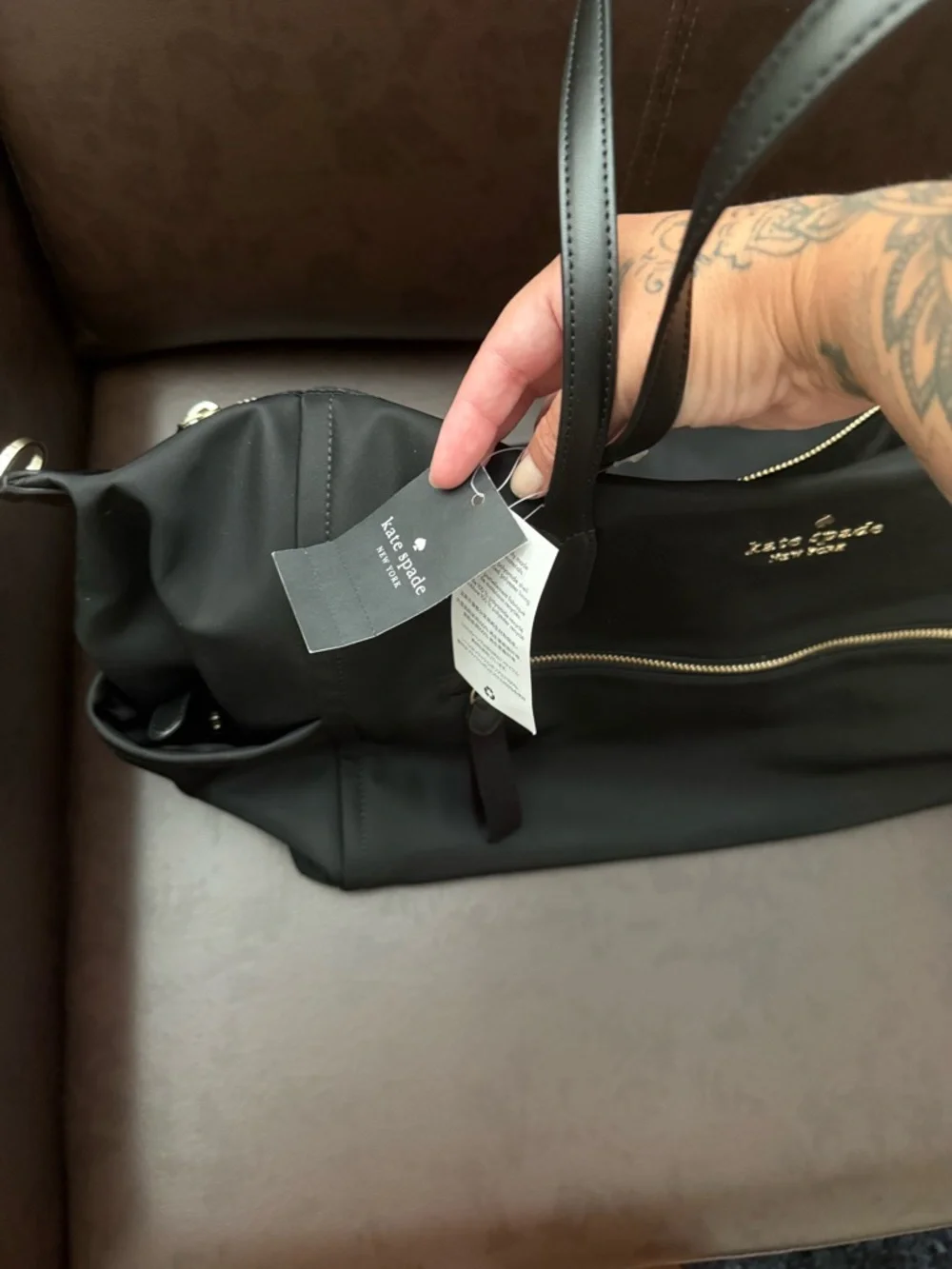 kate spade Black Nylon Shoulder Tote with Front Zip Pocket